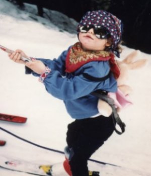 Marlowe skiing uphill
